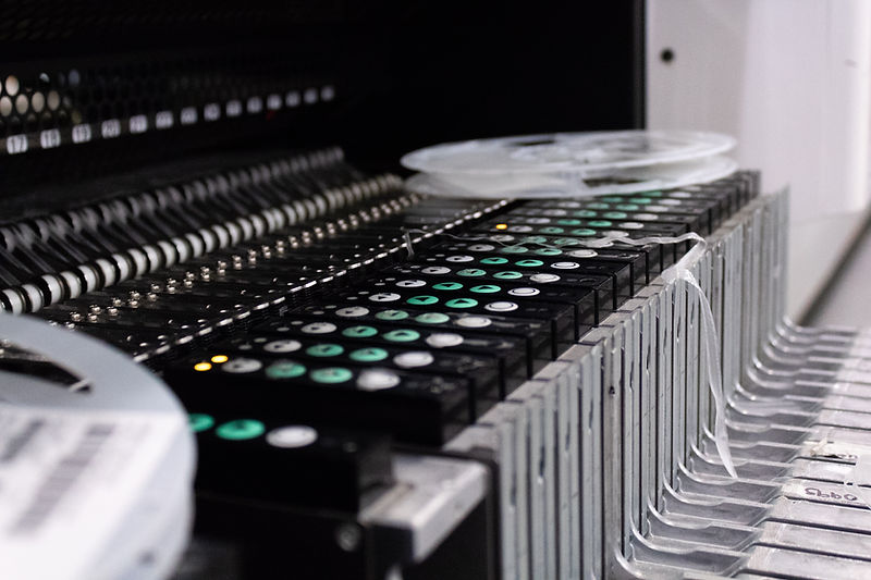 Close-up of SMT component placement